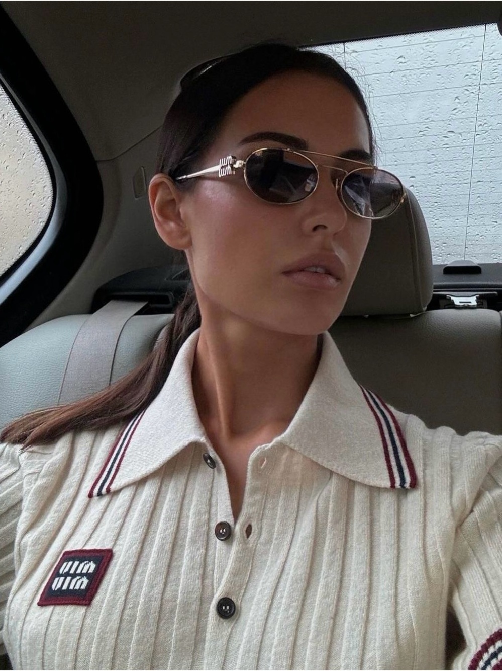 Chic miu Gold Metal Frame Sunglasses